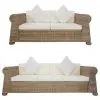 vidaXL 2 Piece Sofa Set with Cushions Natural Rattan vidaXL 2 Piece Sofa Set with Cushions Natural Rattan