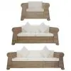 vidaXL 3 Piece Sofa Set with Cushions Natural Rattan