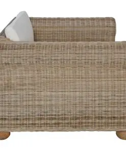 vidaXL 3 Piece Sofa Set with Cushions Natural Rattan