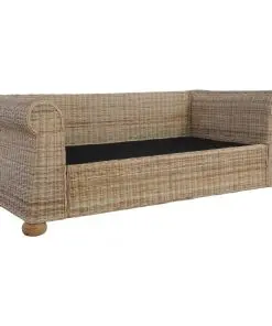 vidaXL 3 Piece Sofa Set with Cushions Natural Rattan