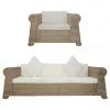vidaXL 2 Piece Sofa Set with Cushions Natural Rattan vidaXL 2 Piece Sofa Set with Cushions Natural Rattan