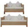 vidaXL 2 Piece Sofa Set with Cushions Natural Rattan