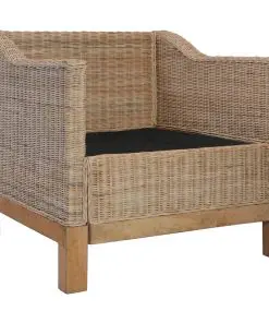 vidaXL 3 Piece Sofa Set with Cushions Natural Rattan