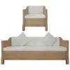 vidaXL 2 Piece Sofa Set with Cushions Natural Rattan
