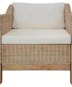 vidaXL 2 Piece Sofa Set with Cushions Natural Rattan
