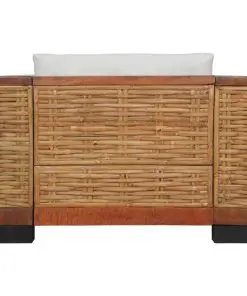 vidaXL 2 Piece Sofa Set with Cushions Brown Natural Rattan