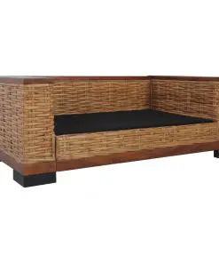 vidaXL 2 Piece Sofa Set with Cushions Brown Natural Rattan