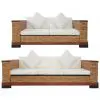 vidaXL 2 Piece Sofa Set with Cushions Brown Natural Rattan