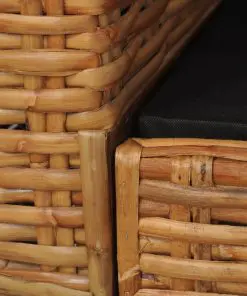 vidaXL 2 Piece Sofa Set with Cushions Brown Natural Rattan