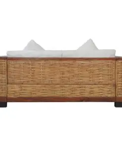 vidaXL 2 Piece Sofa Set with Cushions Brown Natural Rattan