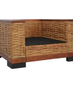 vidaXL 3 Piece Sofa Set with Cushions Brown Natural Rattan