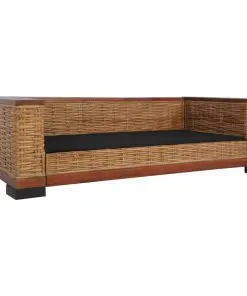vidaXL 2 Piece Sofa Set with Cushions Brown Natural Rattan