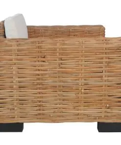 vidaXL 2 Piece Sofa Set with Cushions Natural Rattan