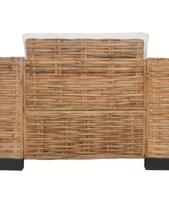 vidaXL 2 Piece Sofa Set with Cushions Natural Rattan