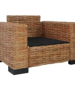 vidaXL 2 Piece Sofa Set with Cushions Natural Rattan