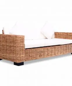 vidaXL 2 Piece Sofa Set with Cushions Natural Rattan