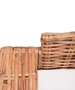 vidaXL 2 Piece Sofa Set with Cushions Natural Rattan