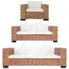 vidaXL 3 Piece Sofa Set with Cushions Natural Rattan