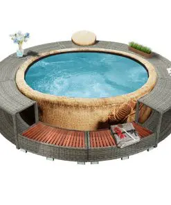 vidaXL Spa Surround Grey Poly Rattan