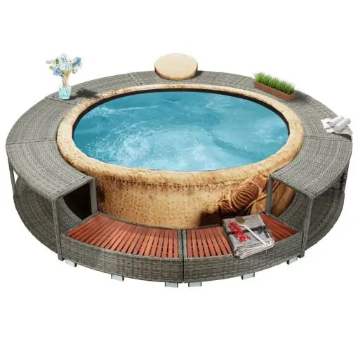 vidaXL Spa Surround Grey Poly Rattan