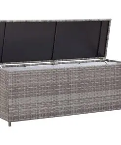 vidaXL Garden Storage Box Grey 150x50x60 cm Poly Rattan