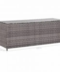 vidaXL Garden Storage Box Grey 150x50x60 cm Poly Rattan