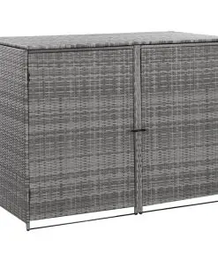 vidaXL Double Wheelie Bin Shed Poly Rattan Anthracite 148x77x111 cm