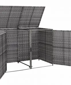 vidaXL Double Wheelie Bin Shed Poly Rattan Anthracite 148x77x111 cm