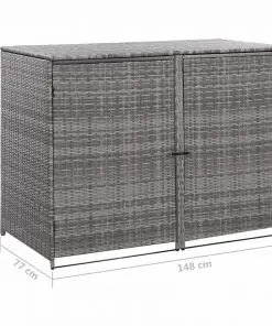 vidaXL Double Wheelie Bin Shed Poly Rattan Anthracite 148x77x111 cm