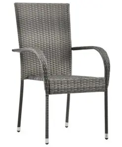 vidaXL Stackable Outdoor Chairs 2 pcs Grey Poly Rattan