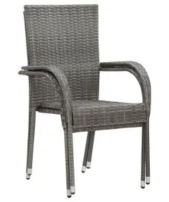 vidaXL Stackable Outdoor Chairs 2 pcs Grey Poly Rattan