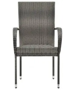 vidaXL Stackable Outdoor Chairs 2 pcs Grey Poly Rattan