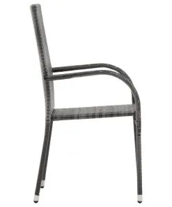 vidaXL Stackable Outdoor Chairs 2 pcs Grey Poly Rattan
