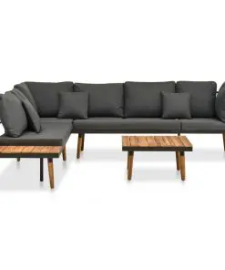 vidaXL 4 Piece Garden Lounge Set with Cushions Solid Acacia Wood