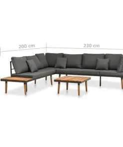 vidaXL 4 Piece Garden Lounge Set with Cushions Solid Acacia Wood