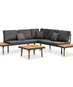 vidaXL 4 Piece Garden Lounge Set with Cushions Solid Acacia Wood