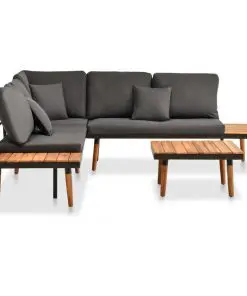 vidaXL 4 Piece Garden Lounge Set with Cushions Solid Acacia Wood