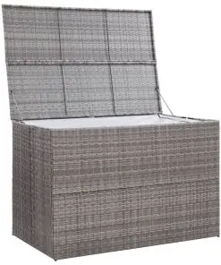 vidaXL Garden Storage Box Grey 150x100x100 cm Poly Rattan