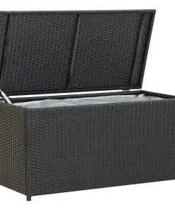 vidaXL Garden Storage Box Poly Rattan 100x50x50 cm Black
