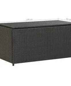 vidaXL Garden Storage Box Poly Rattan 100x50x50 cm Black