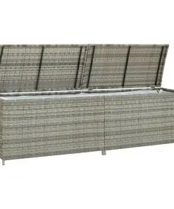 vidaXL Garden Storage Box Poly Rattan 200x50x60 cm Grey
