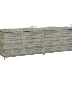 vidaXL Garden Storage Box Poly Rattan 200x50x60 cm Grey