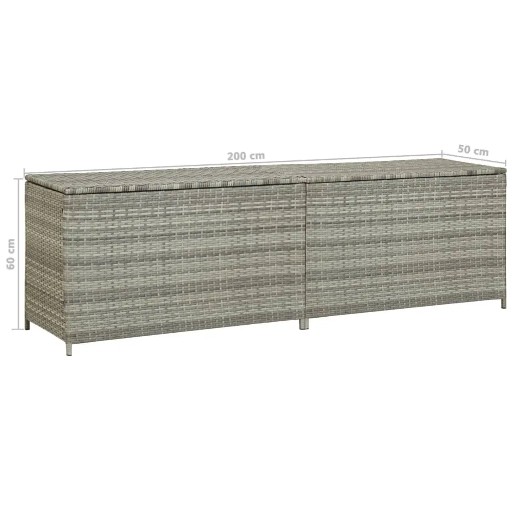 vidaXL Garden Storage Box Poly Rattan 200x50x60 cm Grey