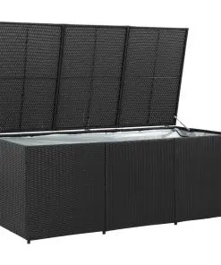 vidaXL Garden Storage Box Poly Rattan 180x90x75 cm Black