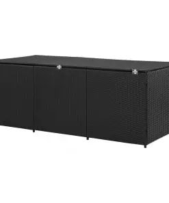 vidaXL Garden Storage Box Poly Rattan 180x90x75 cm Black
