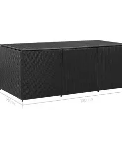 vidaXL Garden Storage Box Poly Rattan 180x90x75 cm Black