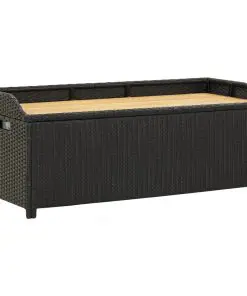 vidaXL Garden Storage Bench 120 cm Poly Rattan Black