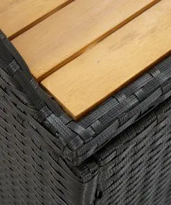 vidaXL Garden Storage Bench 120 cm Poly Rattan Black