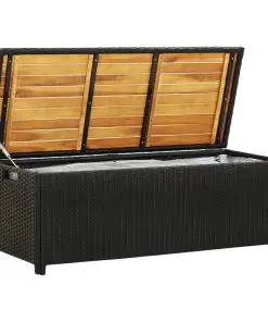 vidaXL Garden Storage Bench 120 cm Poly Rattan Black