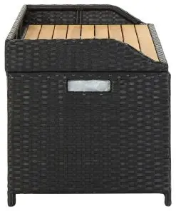 vidaXL Garden Storage Bench 120 cm Poly Rattan Black